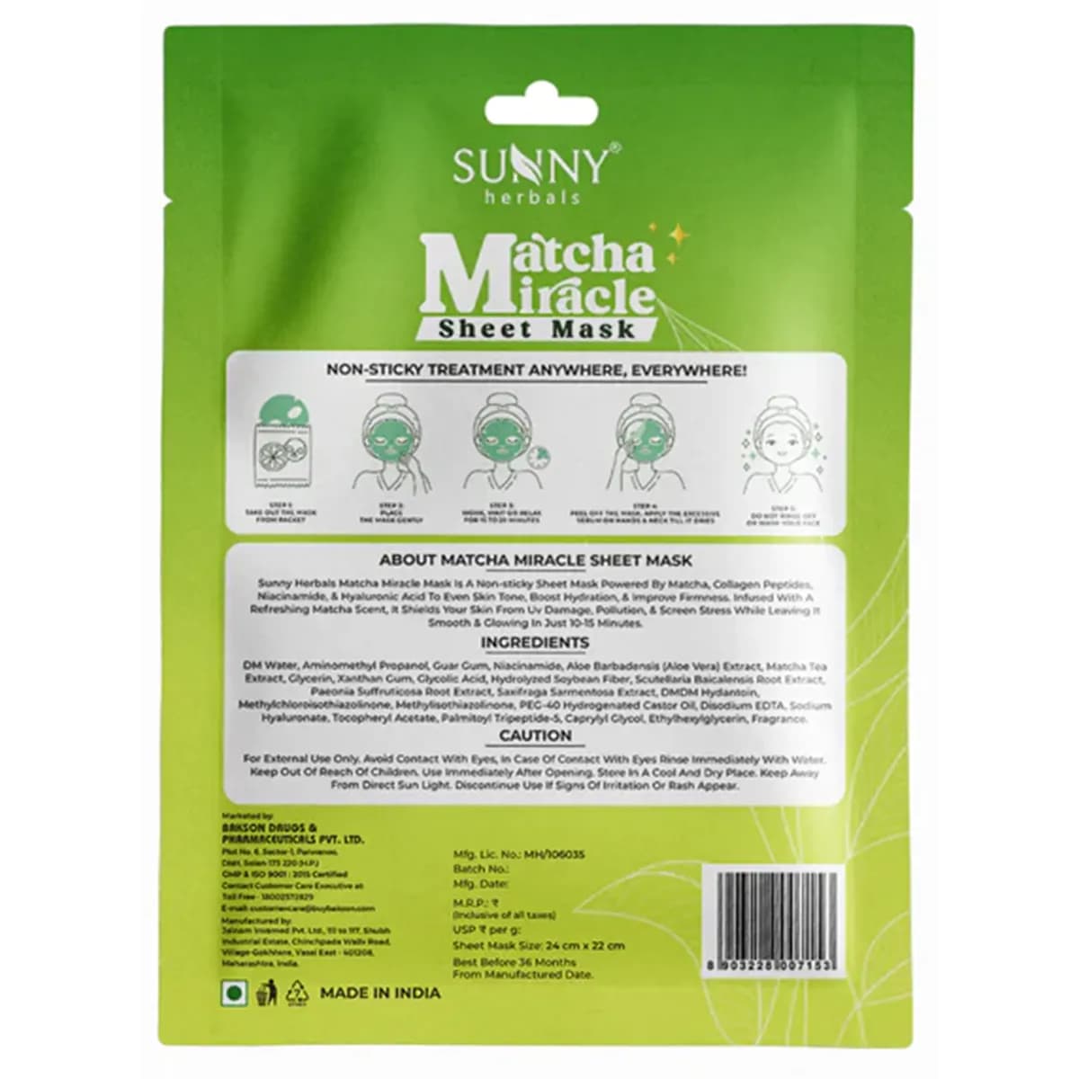 Sunny Matcha Miracle Sheet Mask 2