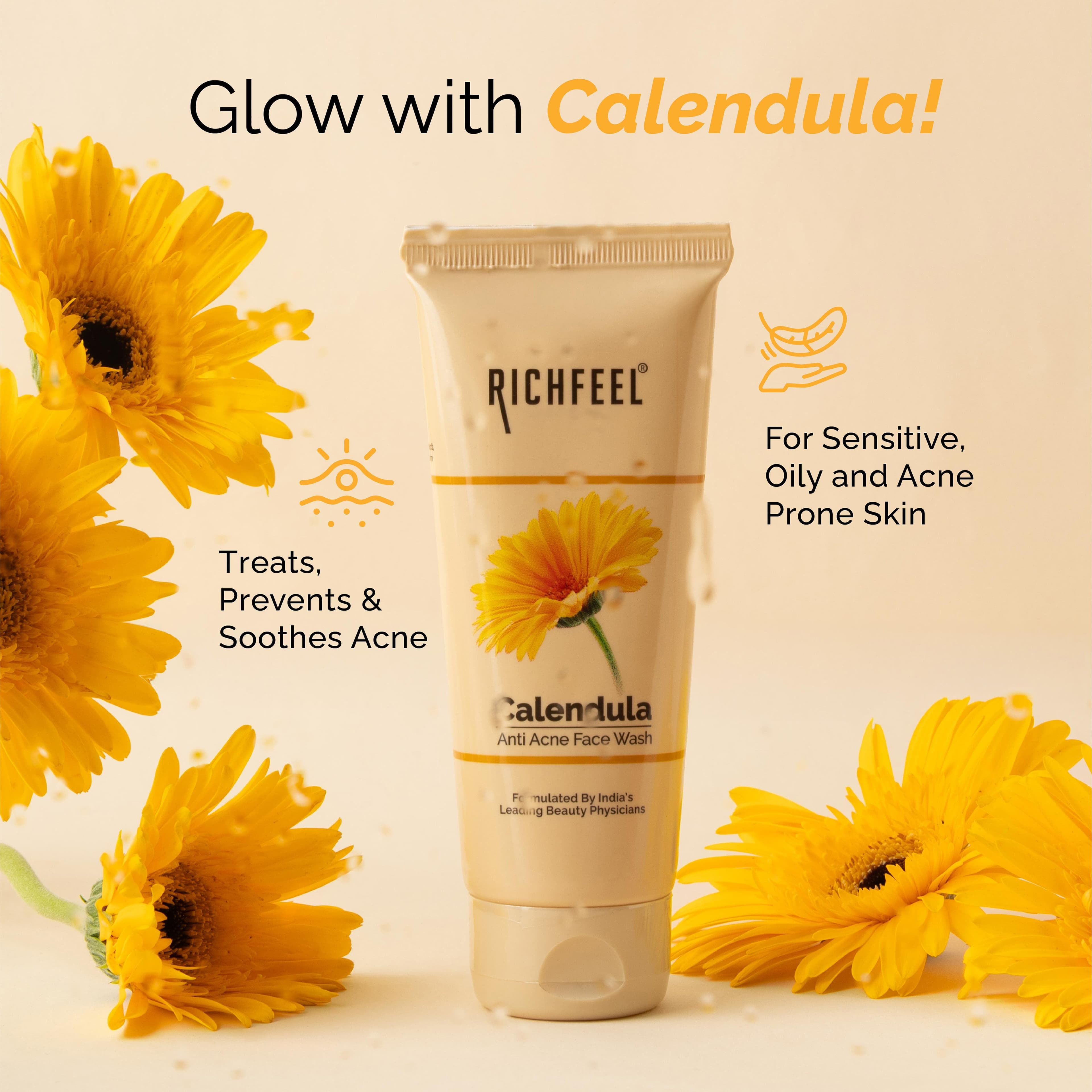 Richfeel Calendula Anti Acne Face Wash 100 g 7