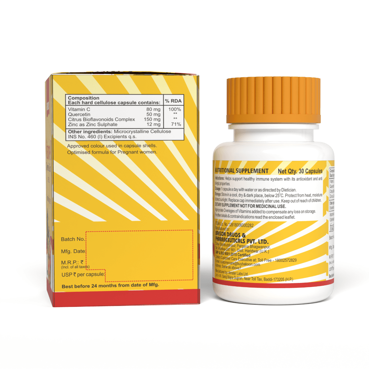 VITAMIN C, QUERCETIN & ZINC 30 CAPSULES 3