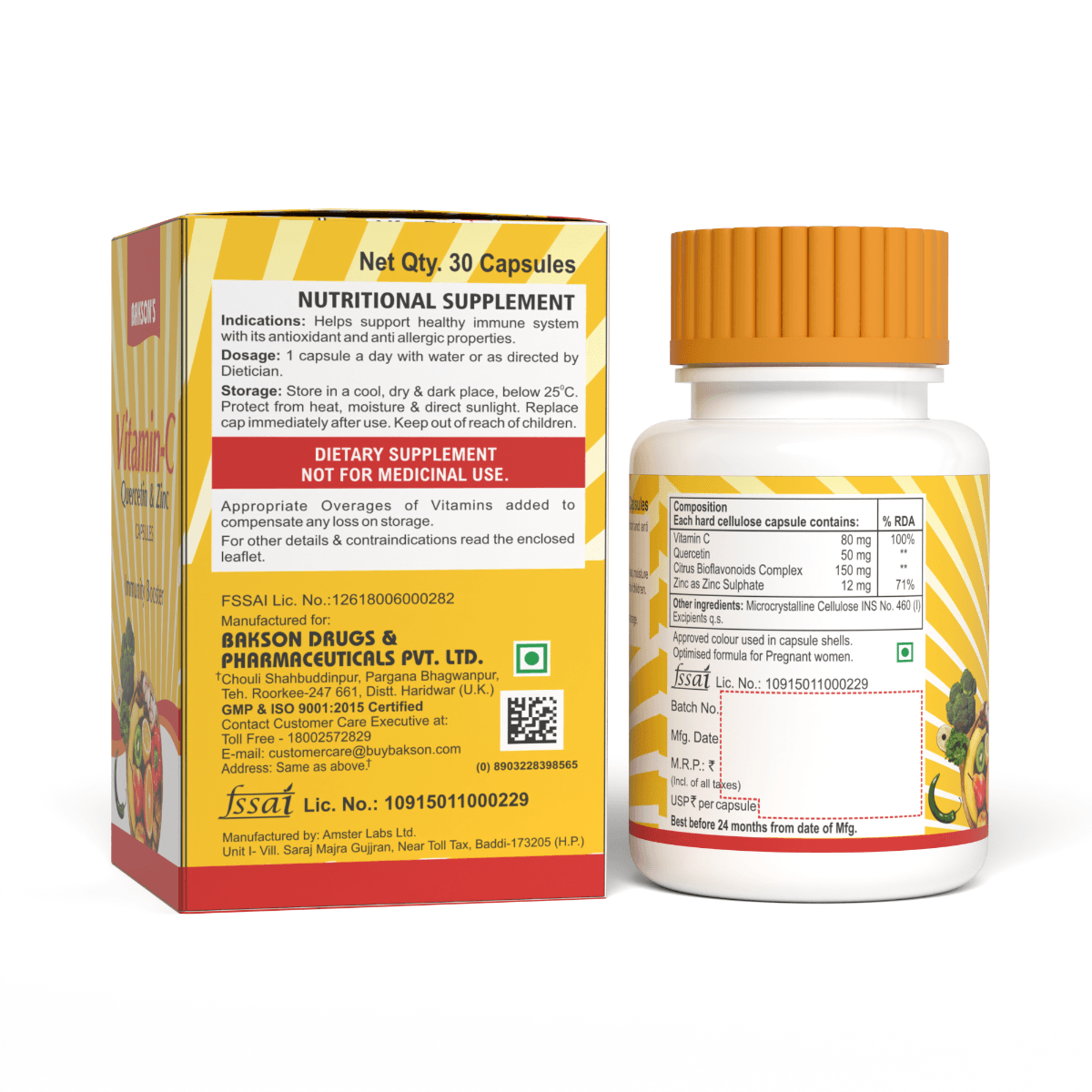 VITAMIN C, QUERCETIN & ZINC 30 CAPSULES 4