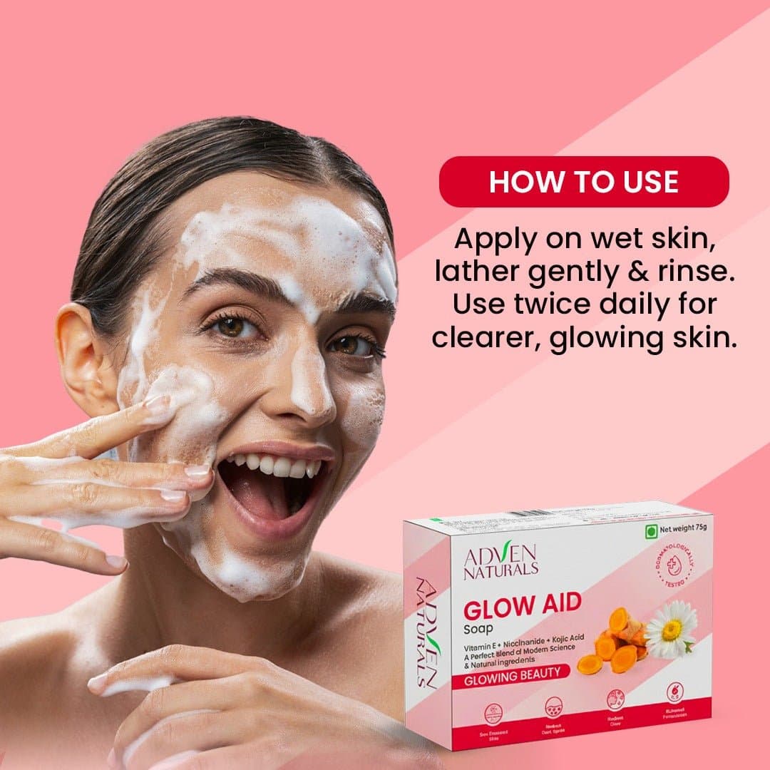 Adven Naturals Glow Aid Bar Soap 75g 8