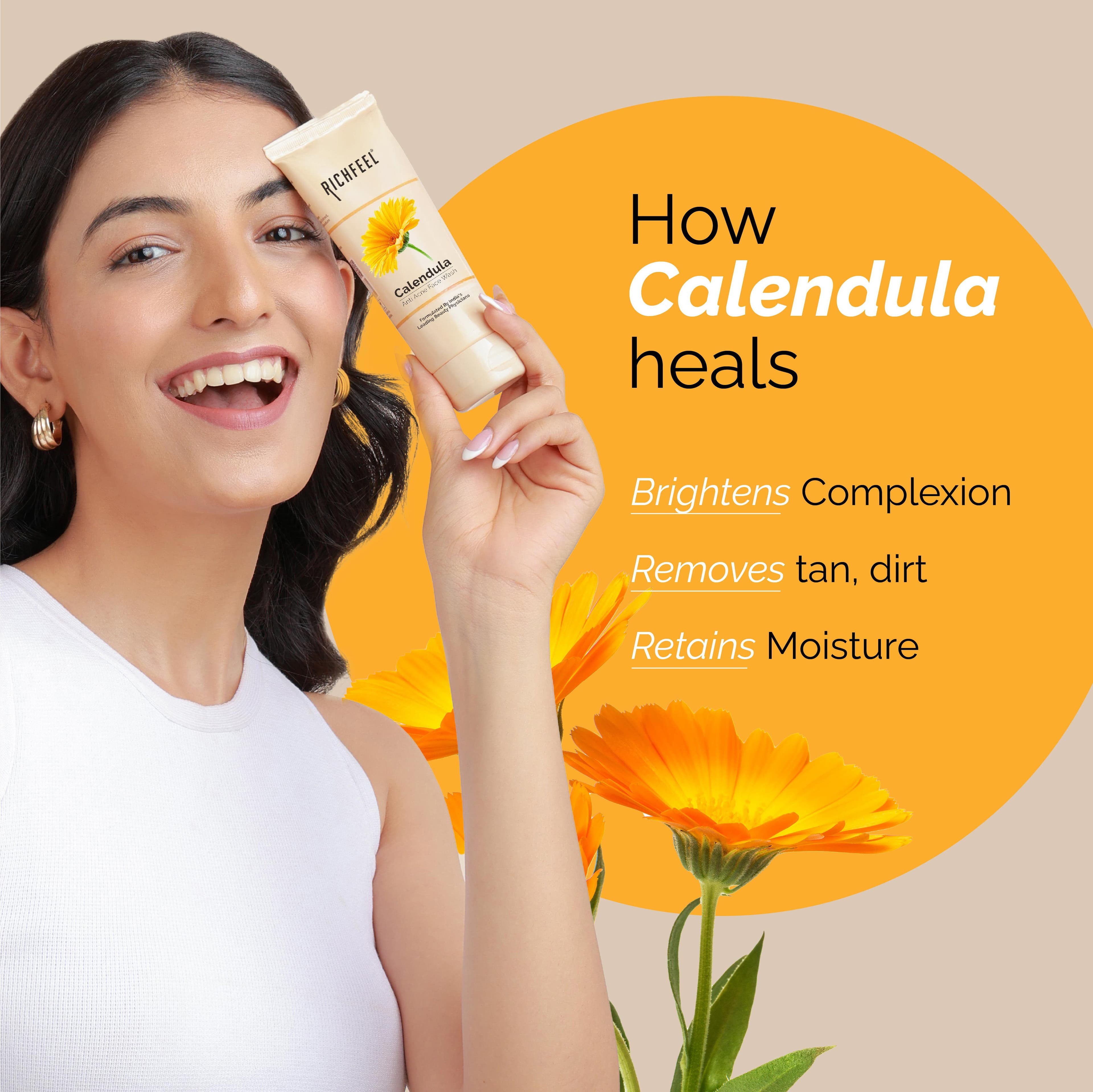 Richfeel Calendula Anti Acne Face Wash 100 g 6