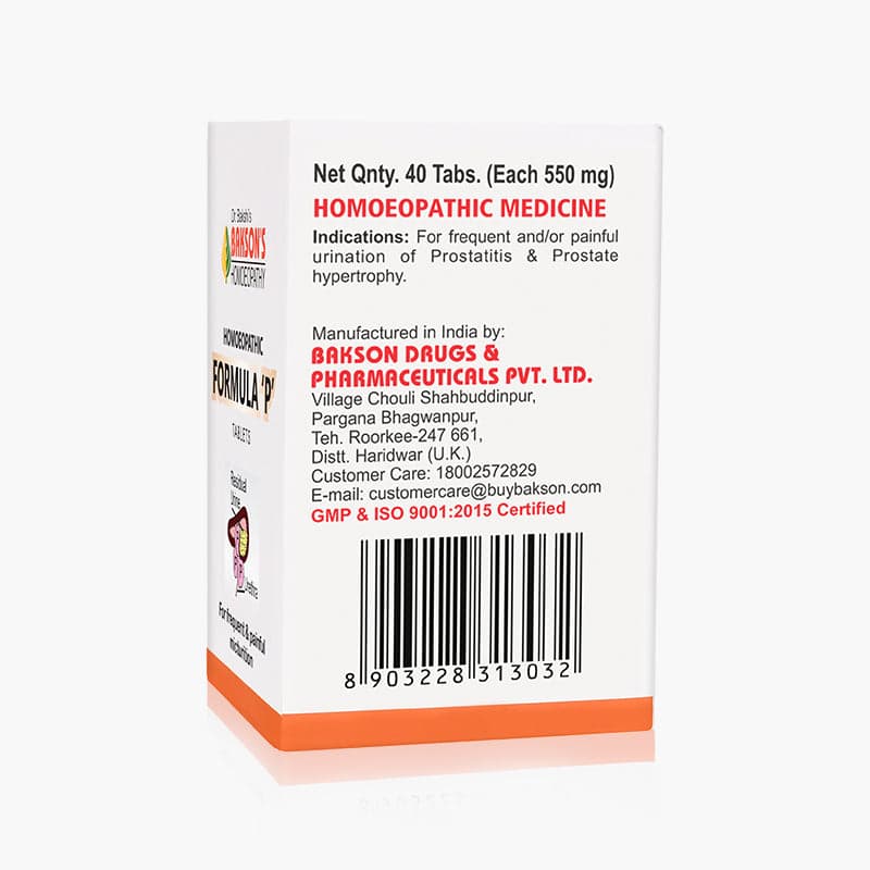 HOMOEOPATHIC FORMULA 'P' TABLETS 40TABS 3