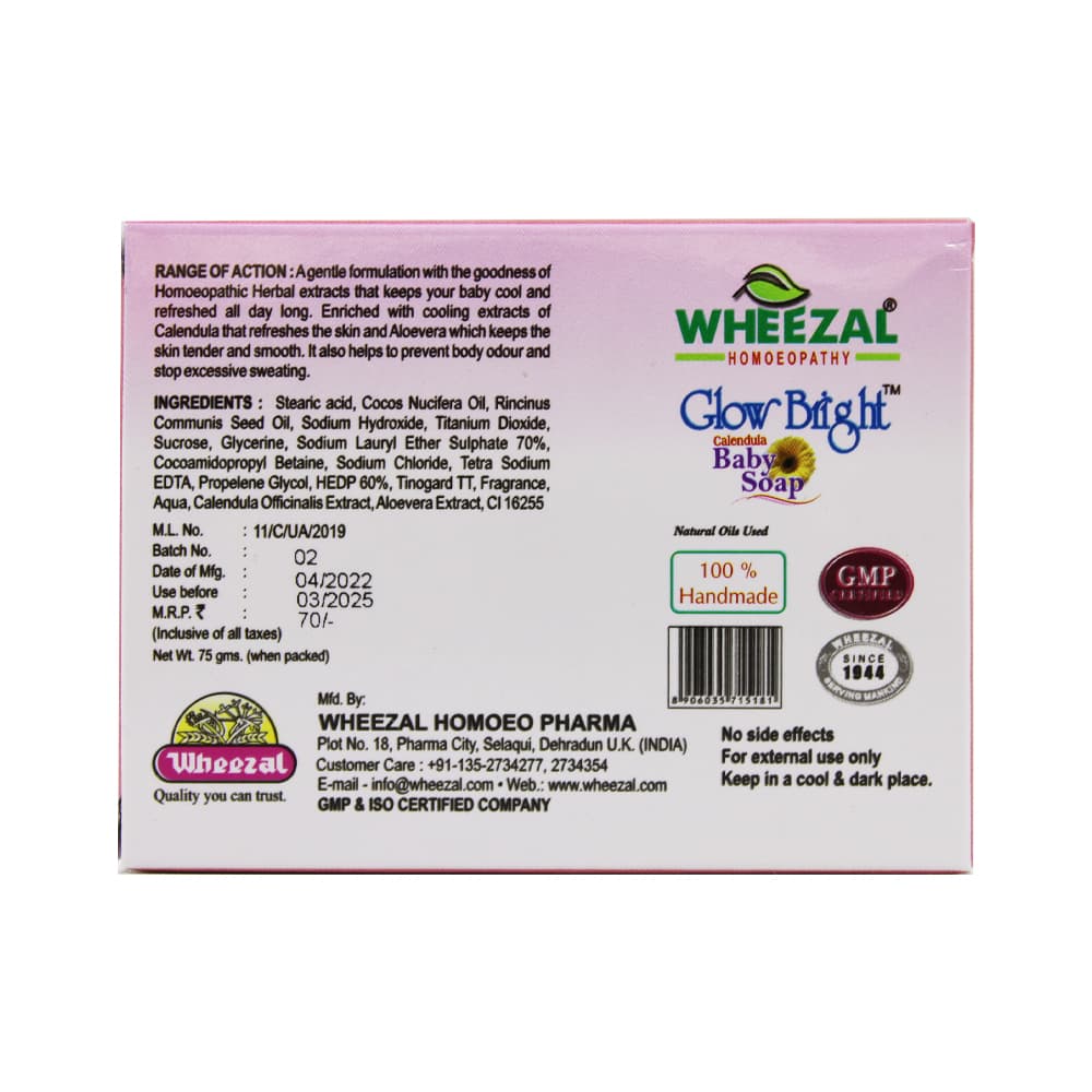 Wheezal Glow Bright Calendula BABY Soap (75g) 3